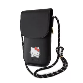  Hello Kitty PU bőr Daydreaming Logo telefon pénztárca tok fekete