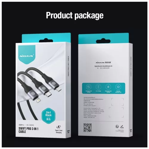 Nillkin Data Cable Swift Pro 3in1 1,5m adatkábel fekete