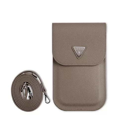 Guess PU Grained Triangle Logo telefon táska barna