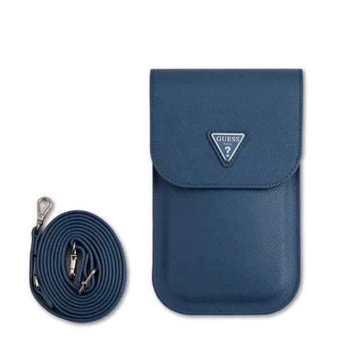 Guess PU Grained Triangle Logo telefon táska kék