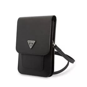 Guess PU Saffiano Triangle Logo Telefon táska fekete