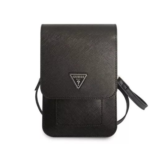 Guess PU Saffiano Triangle Logo Telefon táska fekete