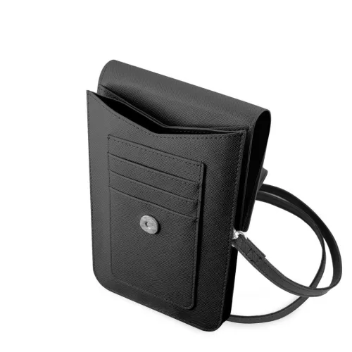 Guess PU Saffiano Triangle Logo Telefon táska fekete