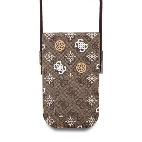 Guess PU 4G Peony Multicolor Telefon Táska Barna