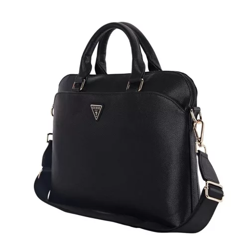 Guess PU barázdázott Triangle Logo laptop táska 13/14/15 fekete