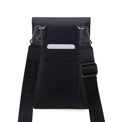 Karl Lagerfeld Saffiano Metal Logo NFT Wallet telefon táska fekete