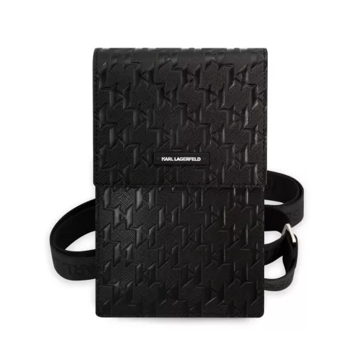 Karl Lagerfeld Saffiano Monogram pénztárcás telefon táska fekete