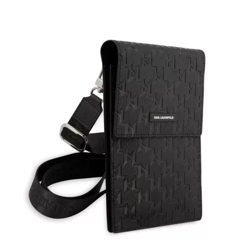 Karl Lagerfeld Saffiano Monogram pénztárcás telefon táska fekete