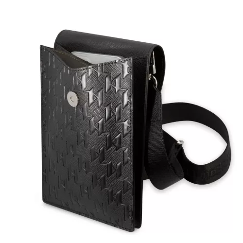Karl Lagerfeld Saffiano Monogram pénztárcás telefon táska fekete