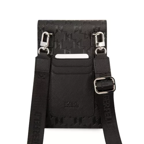 Karl Lagerfeld Saffiano Monogram pénztárcás telefon táska fekete