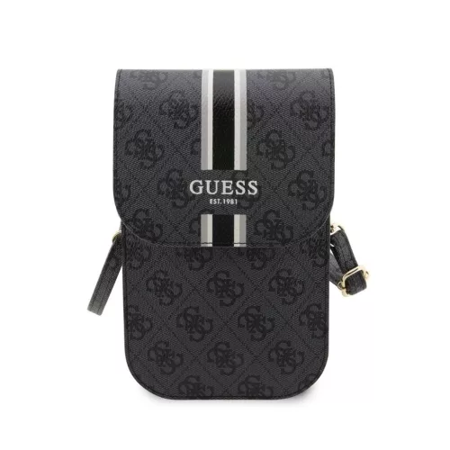 Guess PU 4G Printed Stripes telefon táska fekete