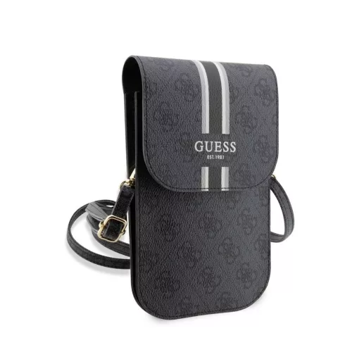 Guess PU 4G Printed Stripes telefon táska fekete