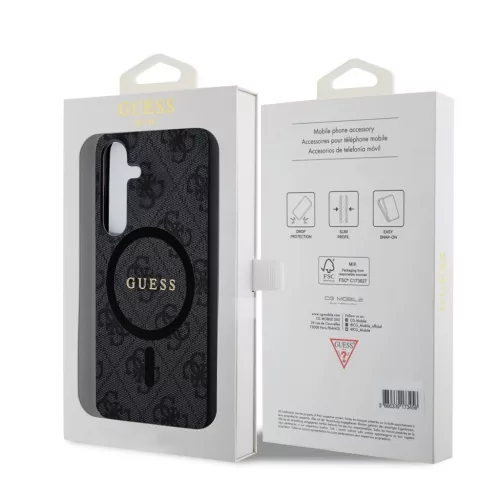 Guess PU Leather 4G Colored Ring MagSafe tok Samsung Galaxy S24 készülékhez fekete