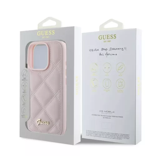 Guess PU bőr Quilted tok iPhone 16 Pro Max készülékhez rózsaszín