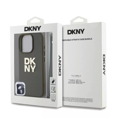 DKNY PU Leather Stack Logo csuklópántos tok iPhone 16 Pro Max készülékhez zöld