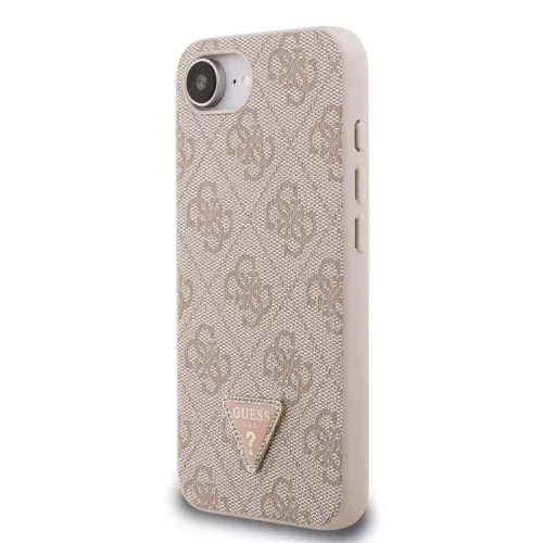 Guess PU 4G Strass Triangle Metal Logo tok iPhone 16e/17e készülékhez rózsaszín