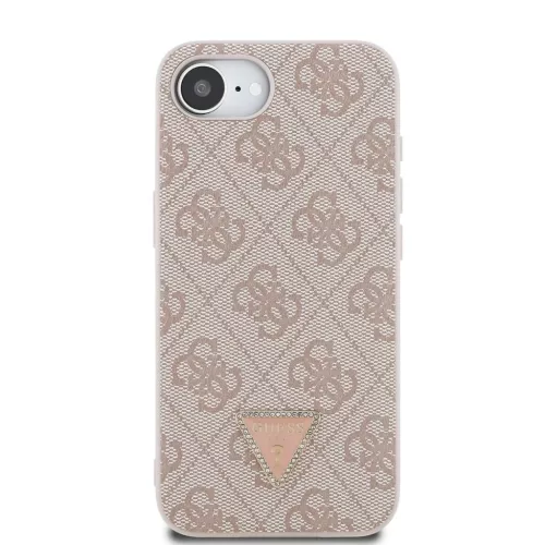 Guess PU 4G Strass Triangle Metal Logo tok iPhone 16e/17e készülékhez rózsaszín