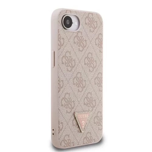 Guess PU 4G Strass Triangle Metal Logo tok iPhone 16e/17e készülékhez rózsaszín