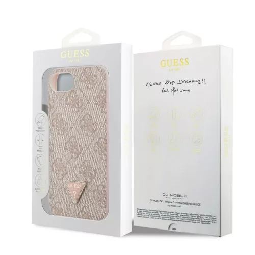 Guess PU 4G Strass Triangle Metal Logo tok iPhone 16e/17e készülékhez rózsaszín
