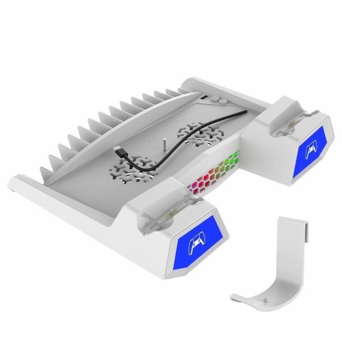 iPega P5S023 Multifunkciós töltő RGB állvány hűtéssel PS5/PS5 Slim/PS5 Pro készülékhez fehér (sérült csomagolás)