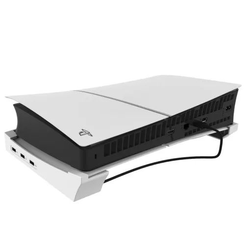 iPega P5S008 vízszintes állvány USB HUB-val PS5 Slim/PS5 Pro készülékhez fehér
