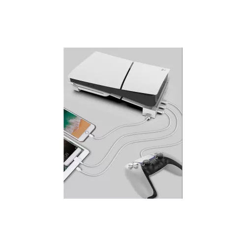 iPega P5S008 vízszintes állvány USB HUB-val PS5 Slim/PS5 Pro készülékhez fehér