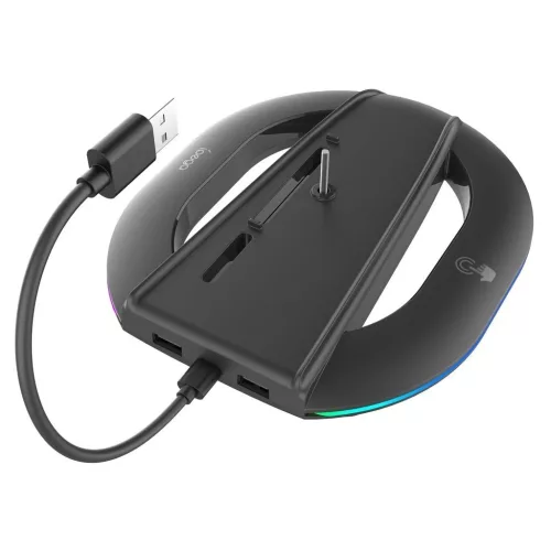 iPega P5S035SAH állvány (2xUSB-A, RGB-vel) PS5 Slim/PS5 Pro készülékhez fekete (Damage Package)