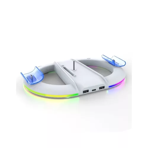 iPega P5S045 függőleges töltőállvány RGB világítással PS5 Slim/PS5 Pro készülékhez fehér (Damage Package)