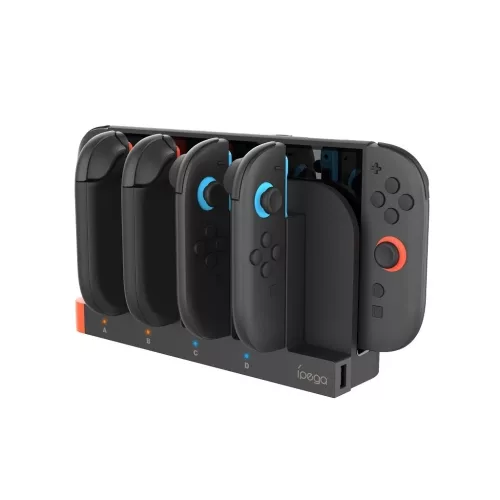 iPega SW2185 töltőállomás JoyCon kontrollerekhez Nintendo Switch 2 készülékhez fekete