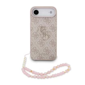   Guess PU 4G Metal Logo Strap tok iPhone 17 Air készülékhez rózsaszín