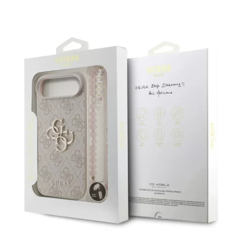 Guess PU 4G Metal Logo Strap tok iPhone 17 Air készülékhez rózsaszín