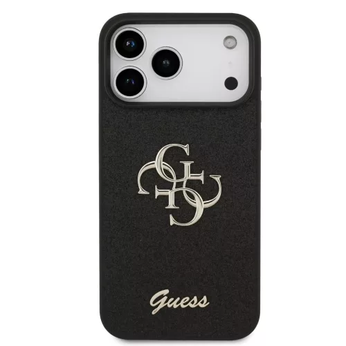 Guess PU Fixed Glitter 4G Metal Logo tok iPhone 17 Pro Max készülékhez fekete