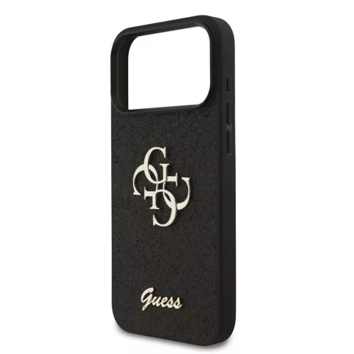 Guess PU Fixed Glitter 4G Metal Logo tok iPhone 17 Pro Max készülékhez fekete