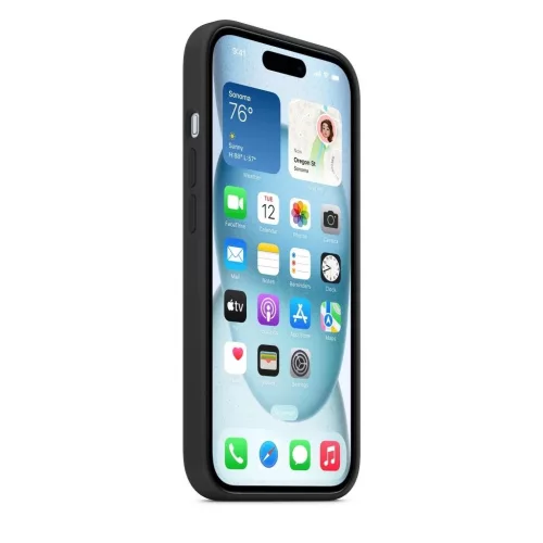 MXPD3ZM/A Apple szilikon Magsafe tok iPhone 15 készülékhez fekete