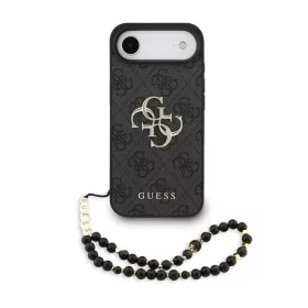   Guess PU 4G Metal Logo Strap hátsó tok iPhone 17 Air készülékhez fekete