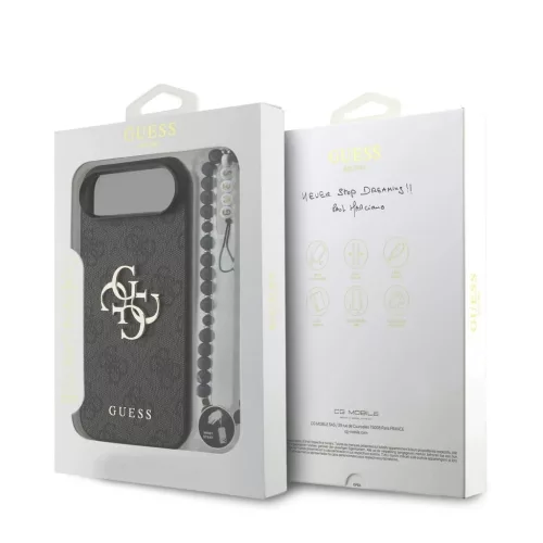 Guess PU 4G Metal Logo Strap hátsó tok iPhone 17 Air készülékhez fekete