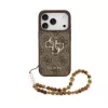 Guess PU 4G Metal Logo Strap hátsó tok iPhone 17 Pro készülékhez barna