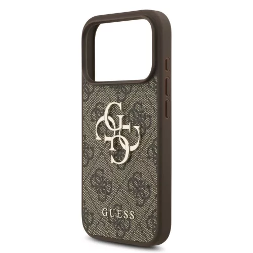 Guess PU 4G Metal Logo Strap hátsó tok iPhone 17 Pro készülékhez barna