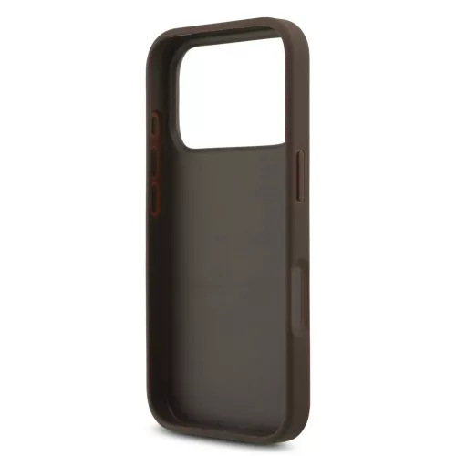 Guess PU 4G Metal Logo Strap hátsó tok iPhone 17 Pro készülékhez barna