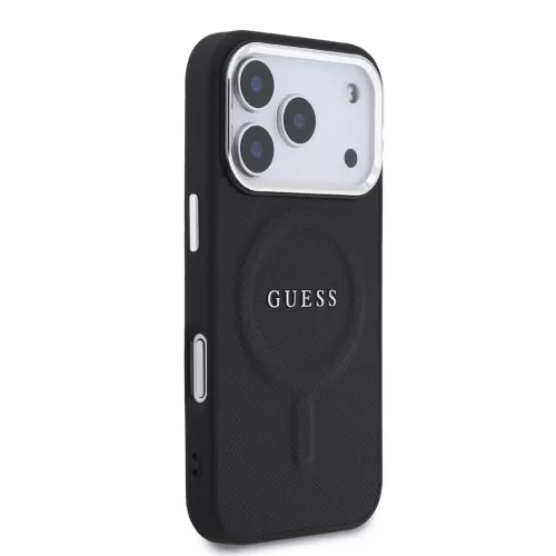Guess PU Saffiano MagSafe hátsó tok iPhone 17 Pro készülékhez fekete