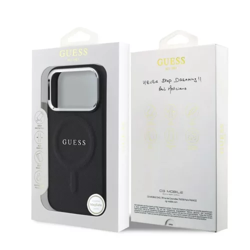 Guess PU Saffiano MagSafe hátsó tok iPhone 17 Pro készülékhez fekete