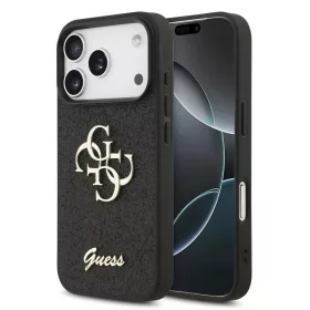   Guess PU Fixed Glitter 4G Metal Logo tok iPhone 17 Pro készülékhez fekete
