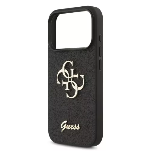Guess PU Fixed Glitter 4G Metal Logo tok iPhone 17 Pro készülékhez fekete