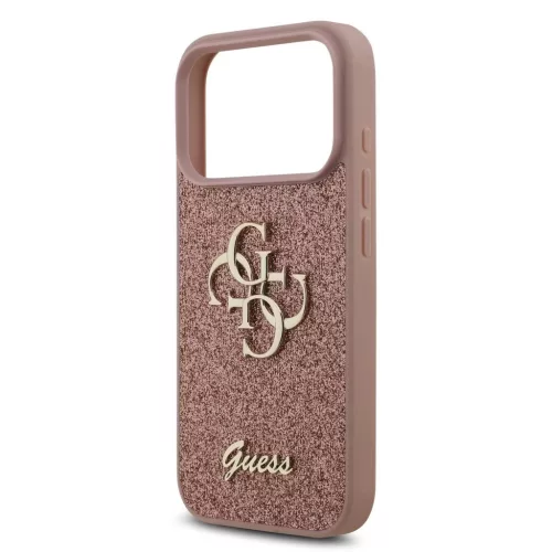 Guess PU Fixed Glitter 4G Metal Logo hátsó tok iPhone 17 Pro készülékhez rózsaszín