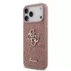 Guess PU Fixed Glitter 4G Metal Logo hátsó tok iPhone 17 Pro Max készülékhez rózsaszín