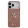 Guess PU Fixed Glitter 4G Metal Logo hátsó tok iPhone 17 Pro Max készülékhez rózsaszín