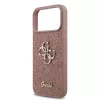Guess PU Fixed Glitter 4G Metal Logo hátsó tok iPhone 17 Pro Max készülékhez rózsaszín