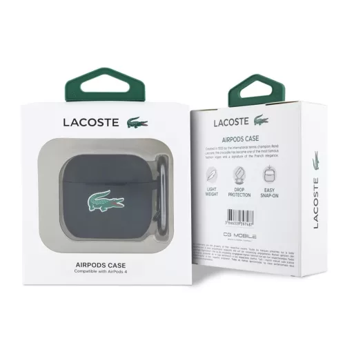 Lacoste Liquid Silicone Croc Logo tok AirPods 4 készülékhez fekete