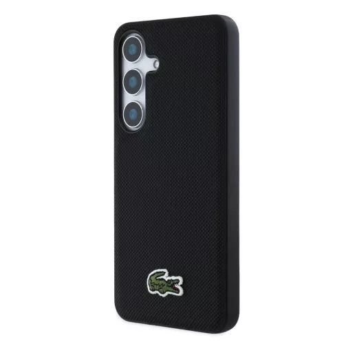 Lacoste Iconic Petit Pique Woven Logo MagSafe hátsó tok Samsung Galaxy S25 készülékhez fekete