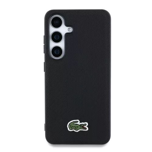 Lacoste Iconic Petit Pique Woven Logo MagSafe hátsó tok Samsung Galaxy S25 készülékhez fekete